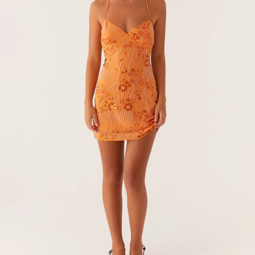 Peppermayo Vietta Sequin Cami Dress-Orange